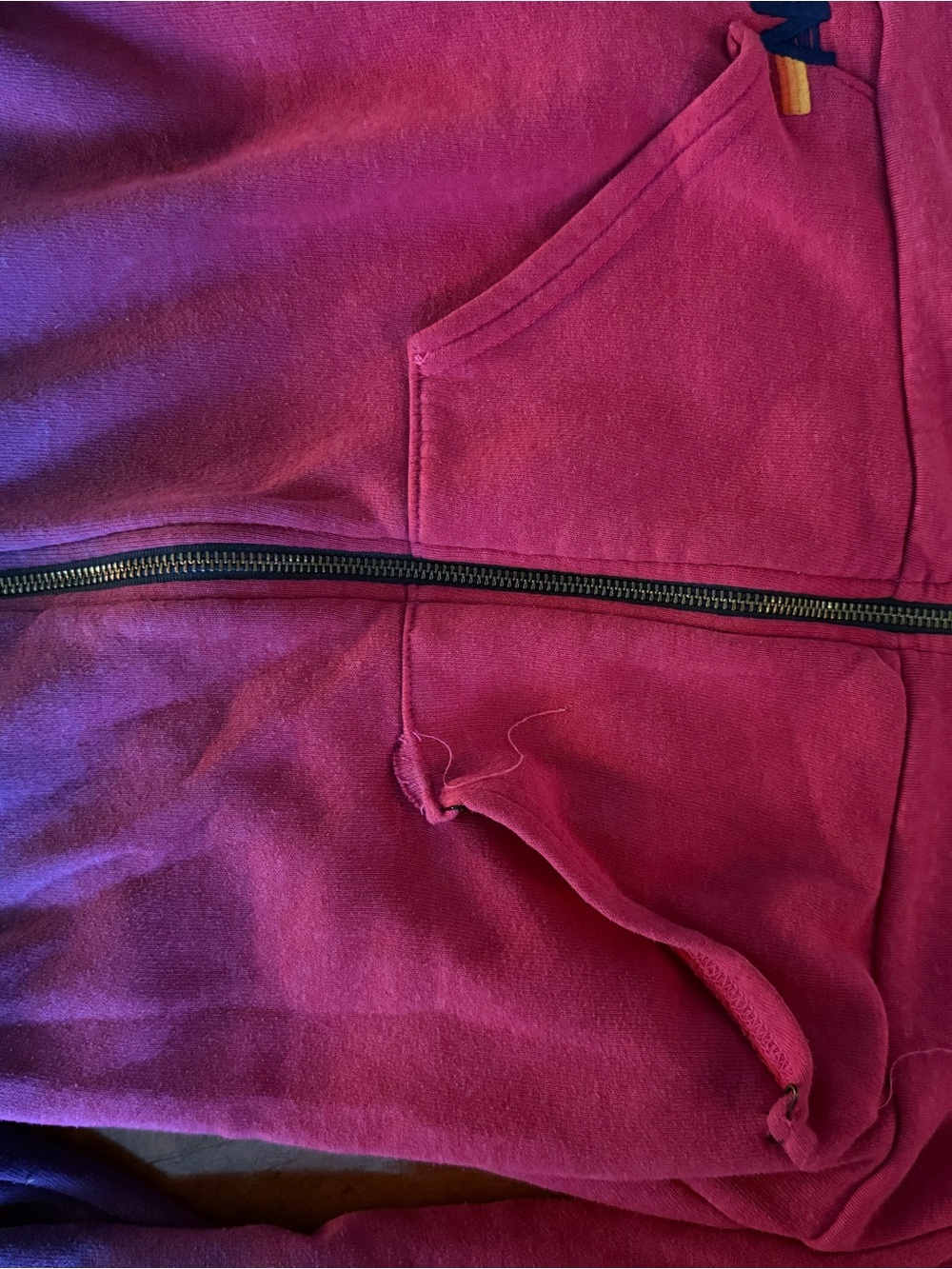 3 Aviator Nation zip Hooded Sweatshirts - Purple Pink Ombré / gray / red - Picture 3 of 9